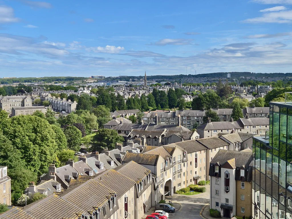 Rooftops of Aberdeen seen from Justice Mill Lane.