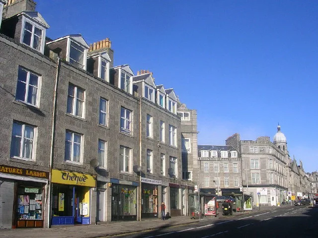 Shops at the north end of Holburn Street, Aberdeen.