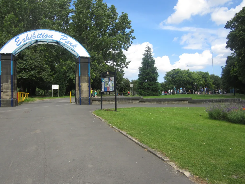 The entrance to Exhibition Park in Newcastle upon Tyne.