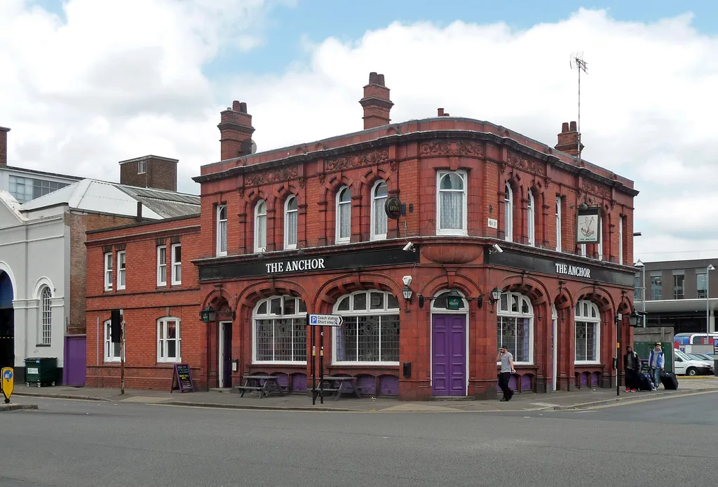 The red-brick Anchor pub on Bradford Street, Birmingham.