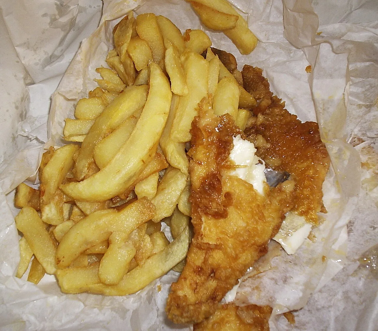 Haddock and chips from Bardsley's in Brighton.