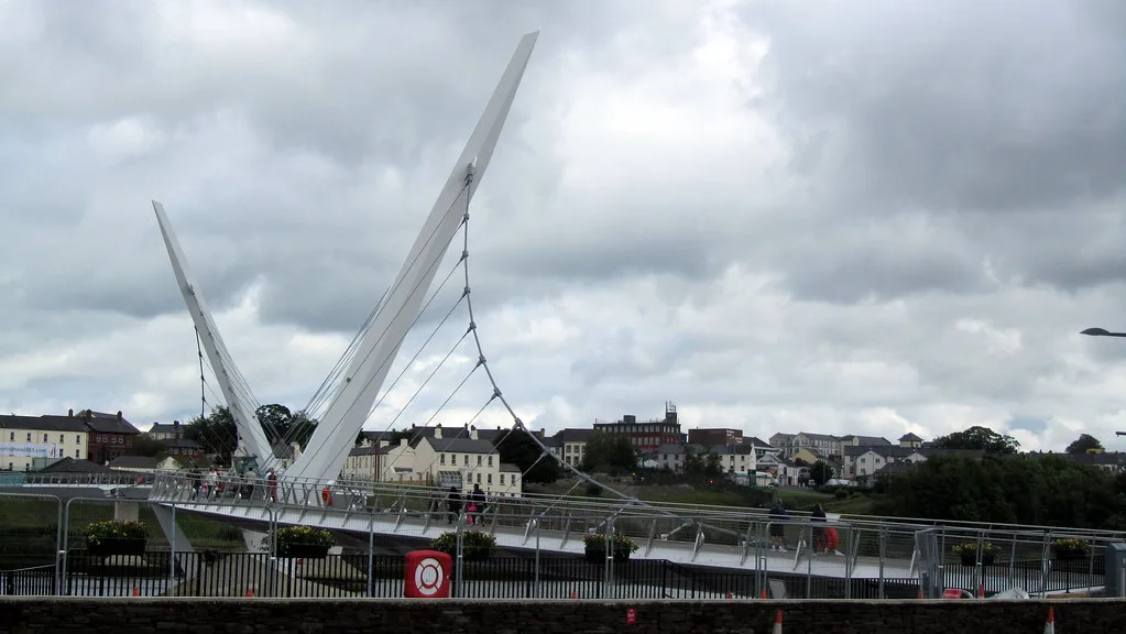 The Peace Bridge over the River Foyle in Derry.