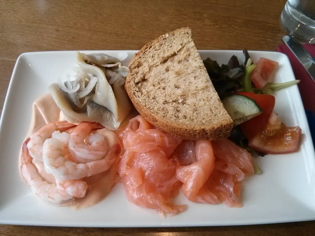 A seafood platter at the café beside Neptune's Staircase on the Caledonian Canal.