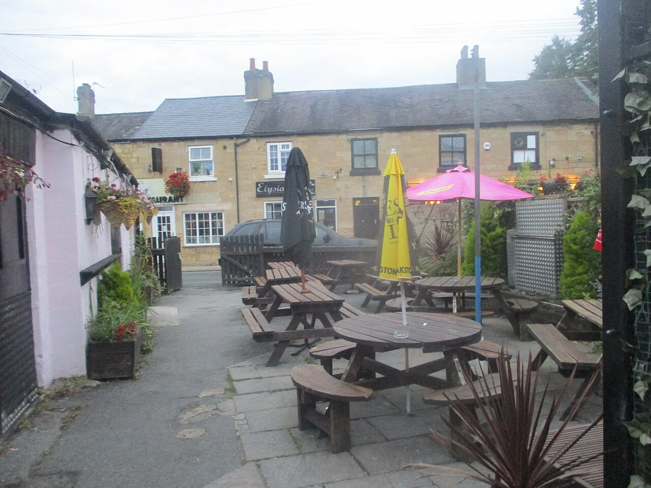 The beer garden at the Black Bull, Wetherby, near Leeds.