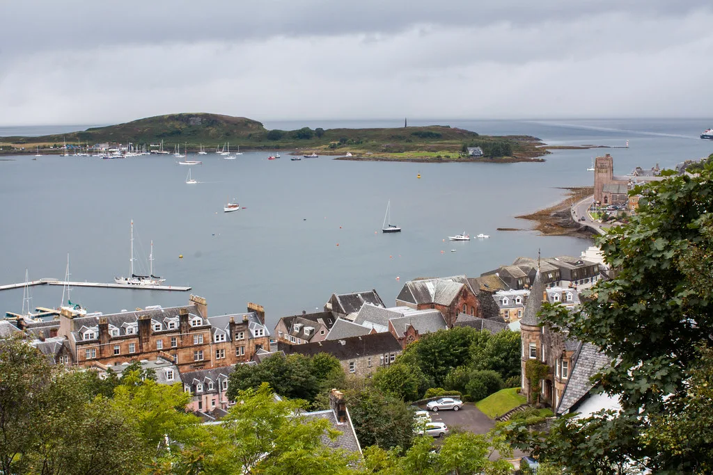 Oban Bay seen from the hillside above the town.