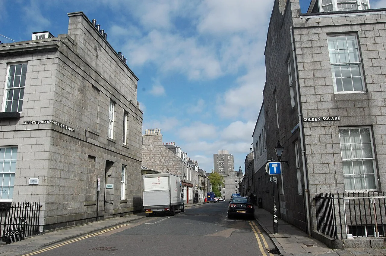 Granite buildings along North Silver Street, Aberdeen.
