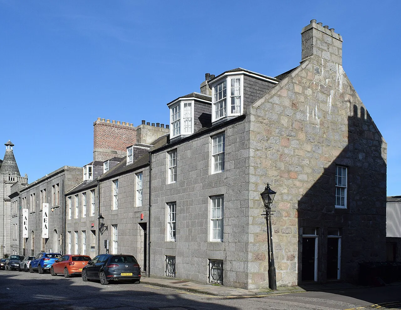 Granite terraced houses on North Silver Street, Aberdeen.