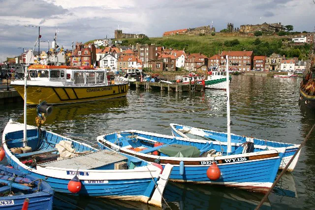 Fishing boats in Whitby harbour seen from New Quay.