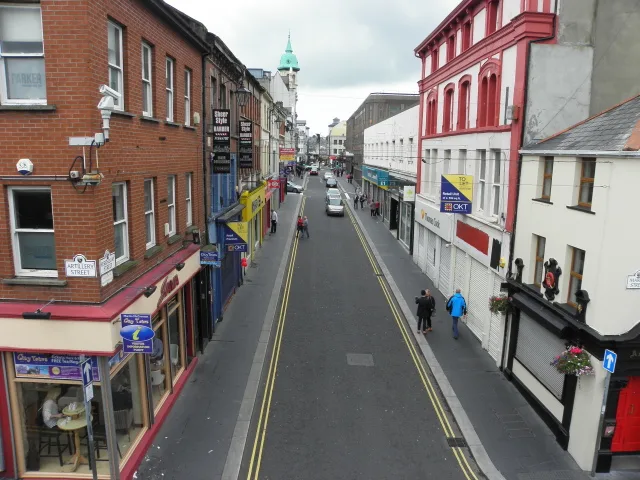 Shops along Ferryquay Street in Derry.