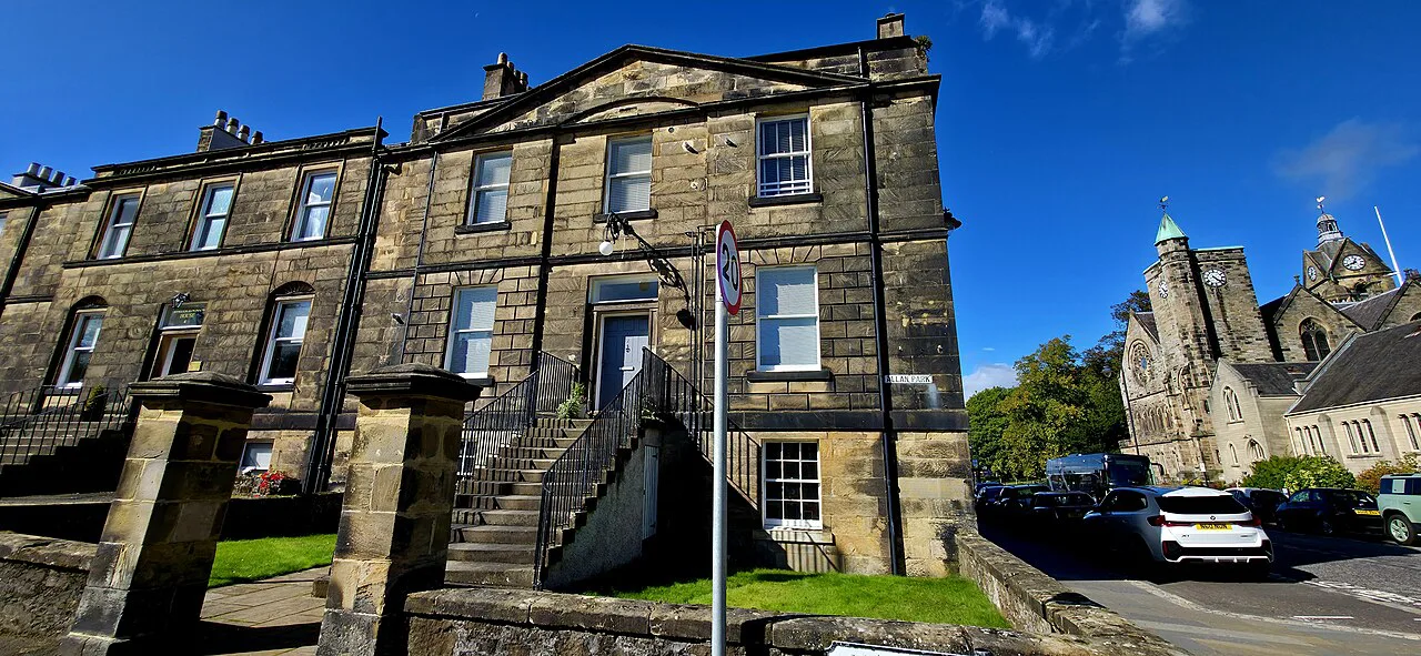 Stone townhouses on Allan Park, Stirling.