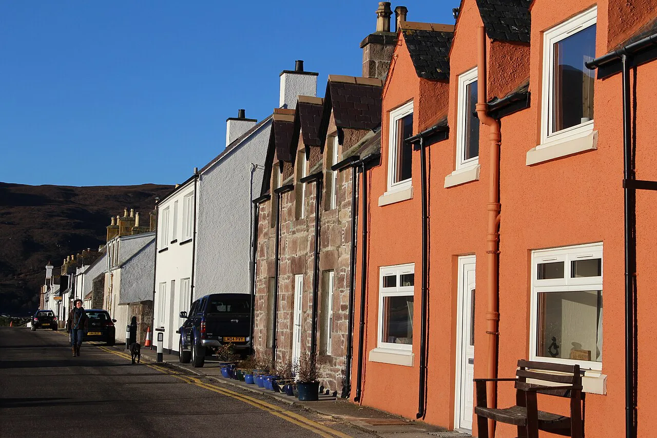 Painted cottages along West Shore Street, Ullapool.