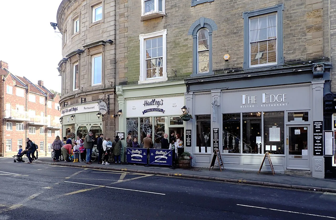 A queue outside Hadley's on Bridge Street, Whitby.