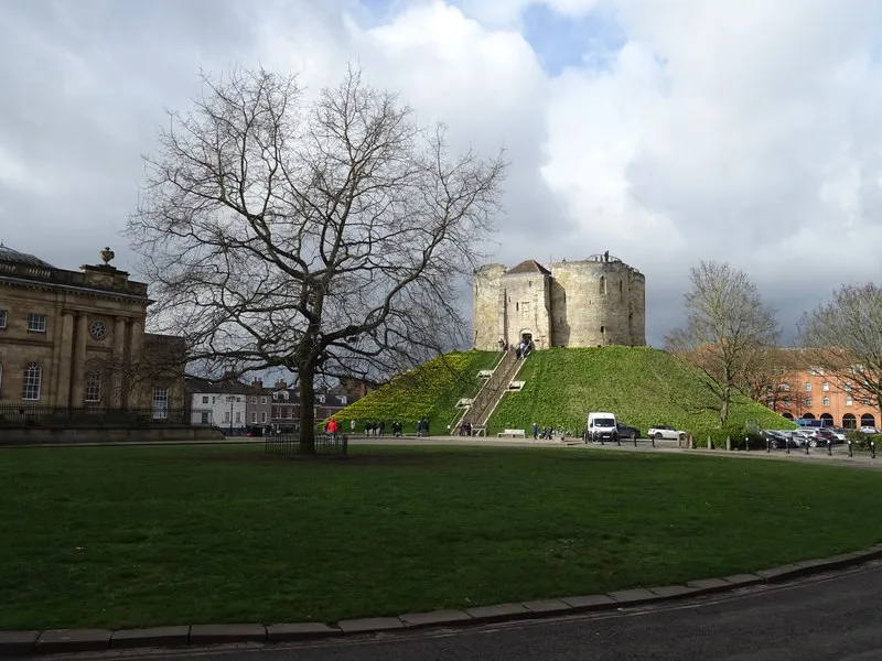 Clifford's Tower seen across the green in York.