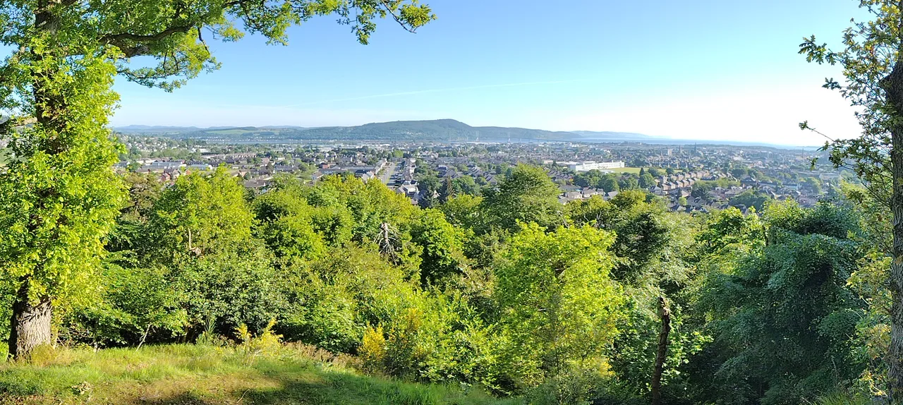 Inverness seen from Tomnahurich hill, with the Kessock Bridge in the distance.