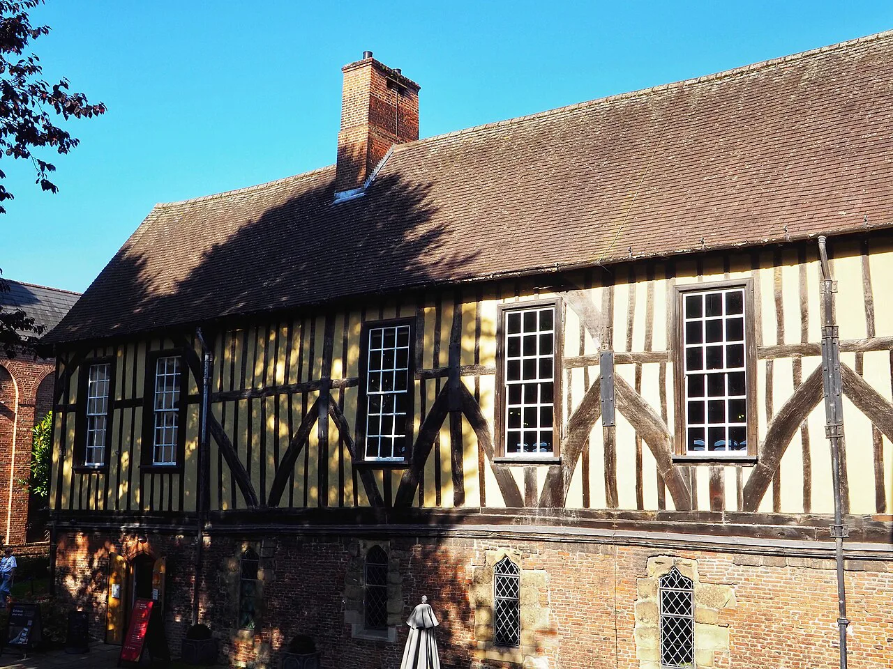 The timber-framed side of the Merchant Adventurers' Hall, York.