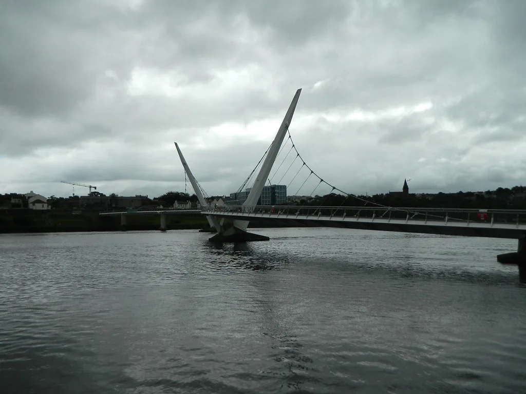 The Peace Bridge over the River Foyle in Derry.