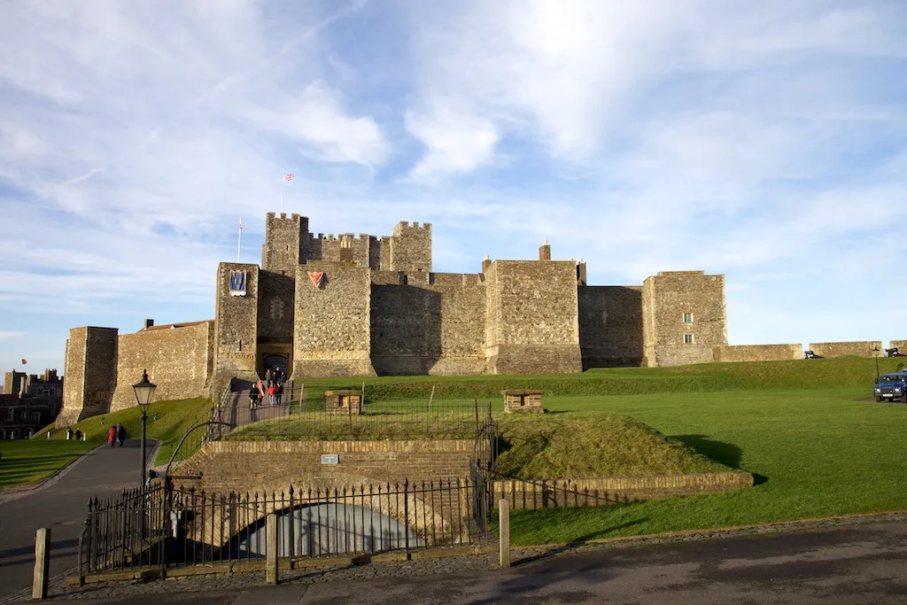 Dover Castle and its keep above the town.