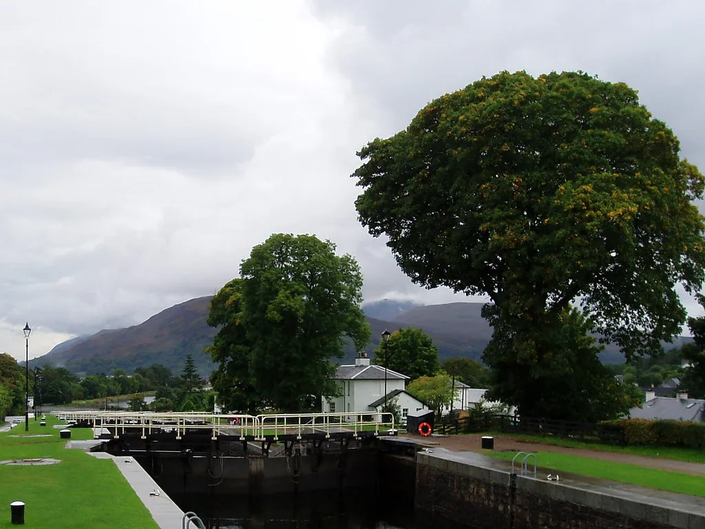 A lock on Neptune's Staircase, the Caledonian Canal flight at Banavie near Fort William.