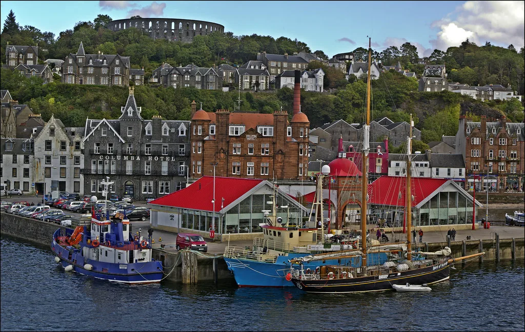 Oban harbour below McCaig's Tower.