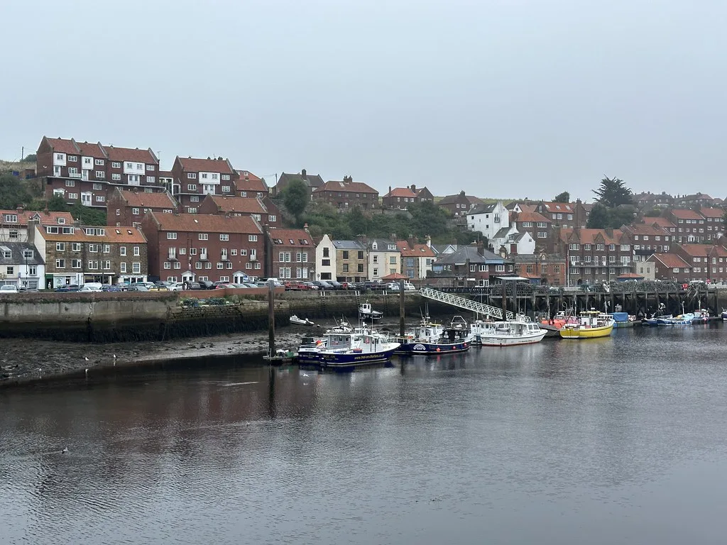 Whitby harbour and the old town from New Quay Road.