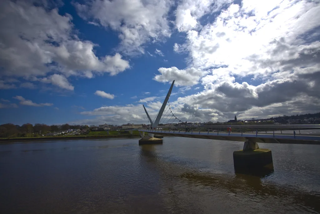 The Peace Bridge across the River Foyle in Derry.