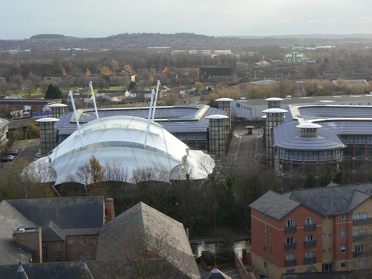 View over Nottingham from the terrace of Nottingham Castle.
