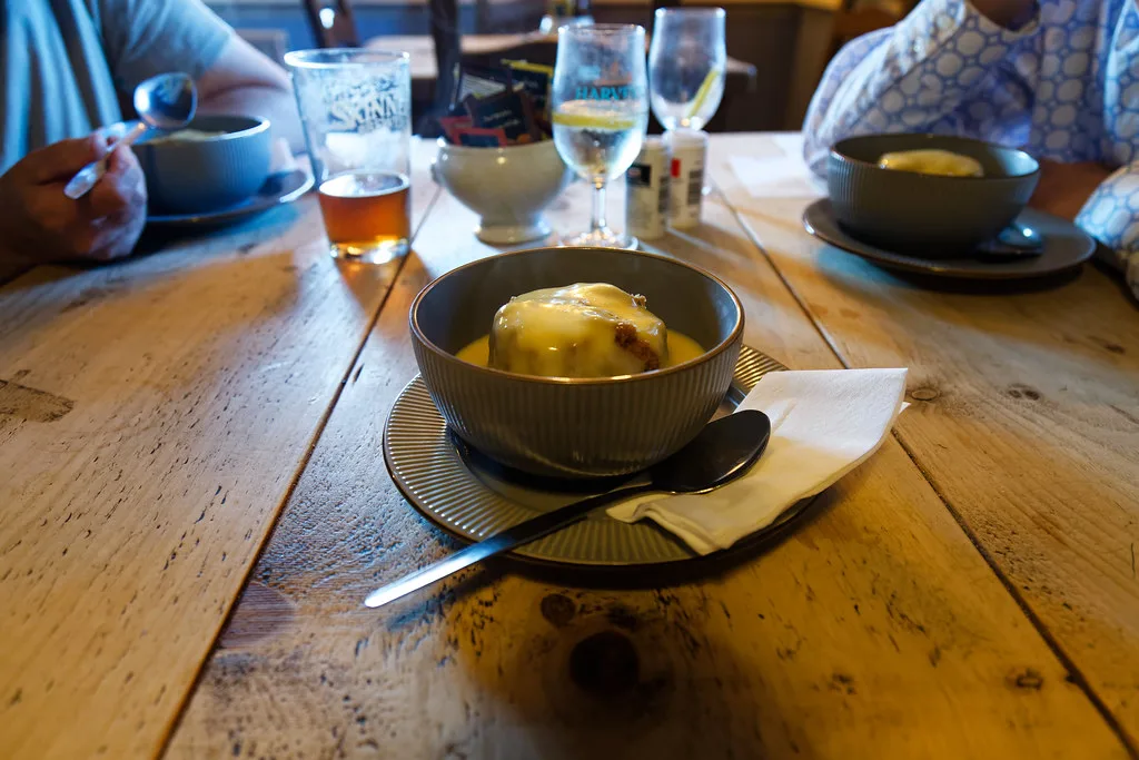 Sticky toffee pudding at The Plough in Lower Beeding, West Sussex.