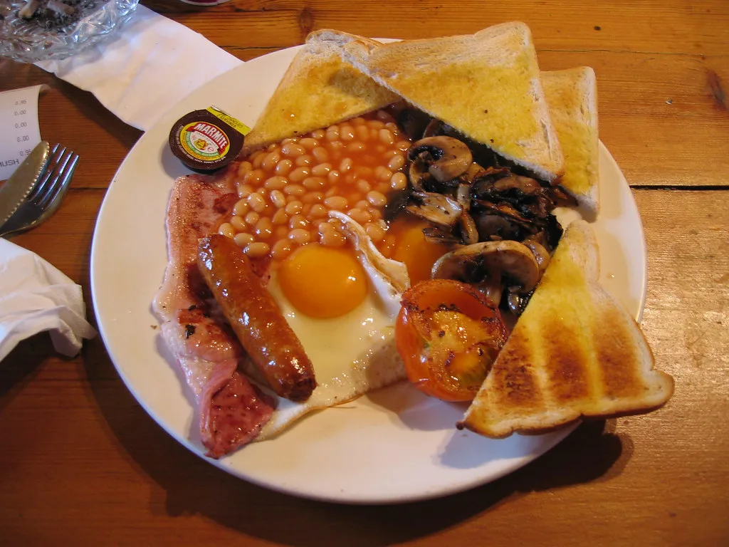 A full English breakfast served in Brighton.
