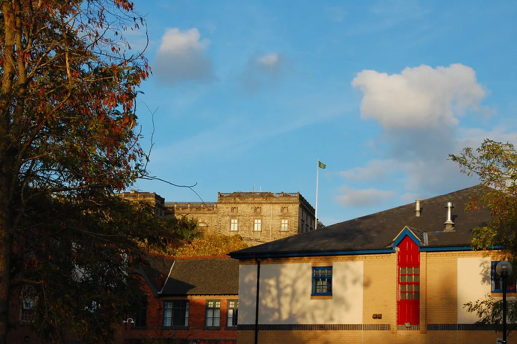 Nottingham Castle seen from the canalside.