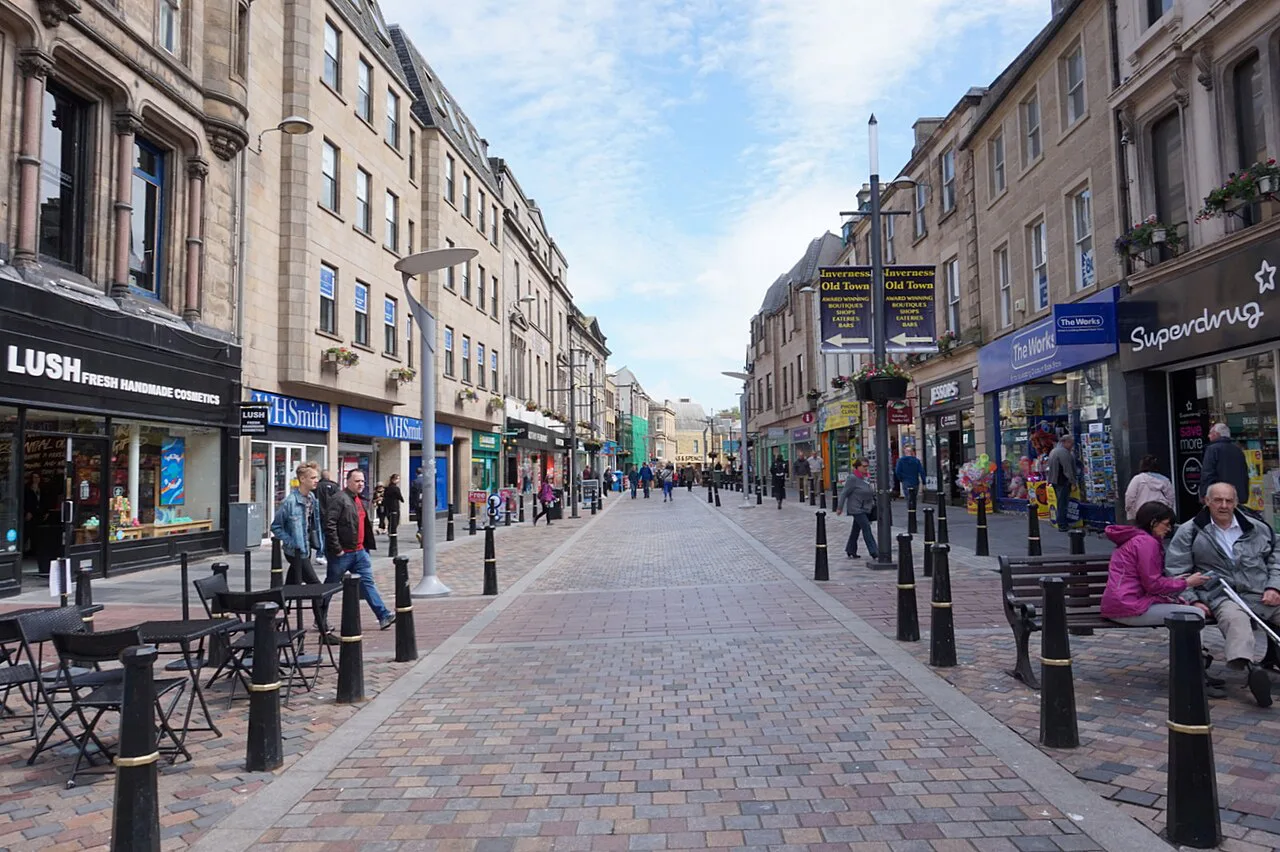 The pedestrianised High Street, Inverness.