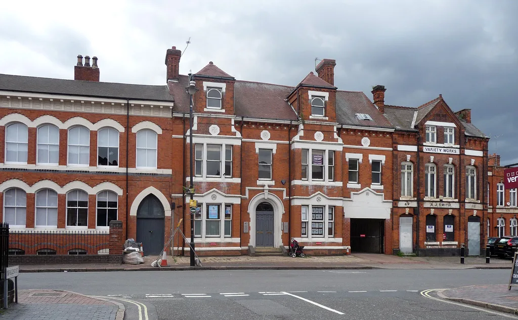 Red-brick buildings at 46-48 Frederick Street, Birmingham.