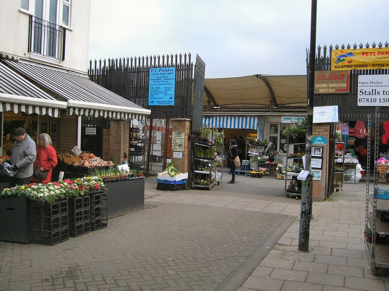 Fruit and vegetable stalls at the Open Market, Brighton.