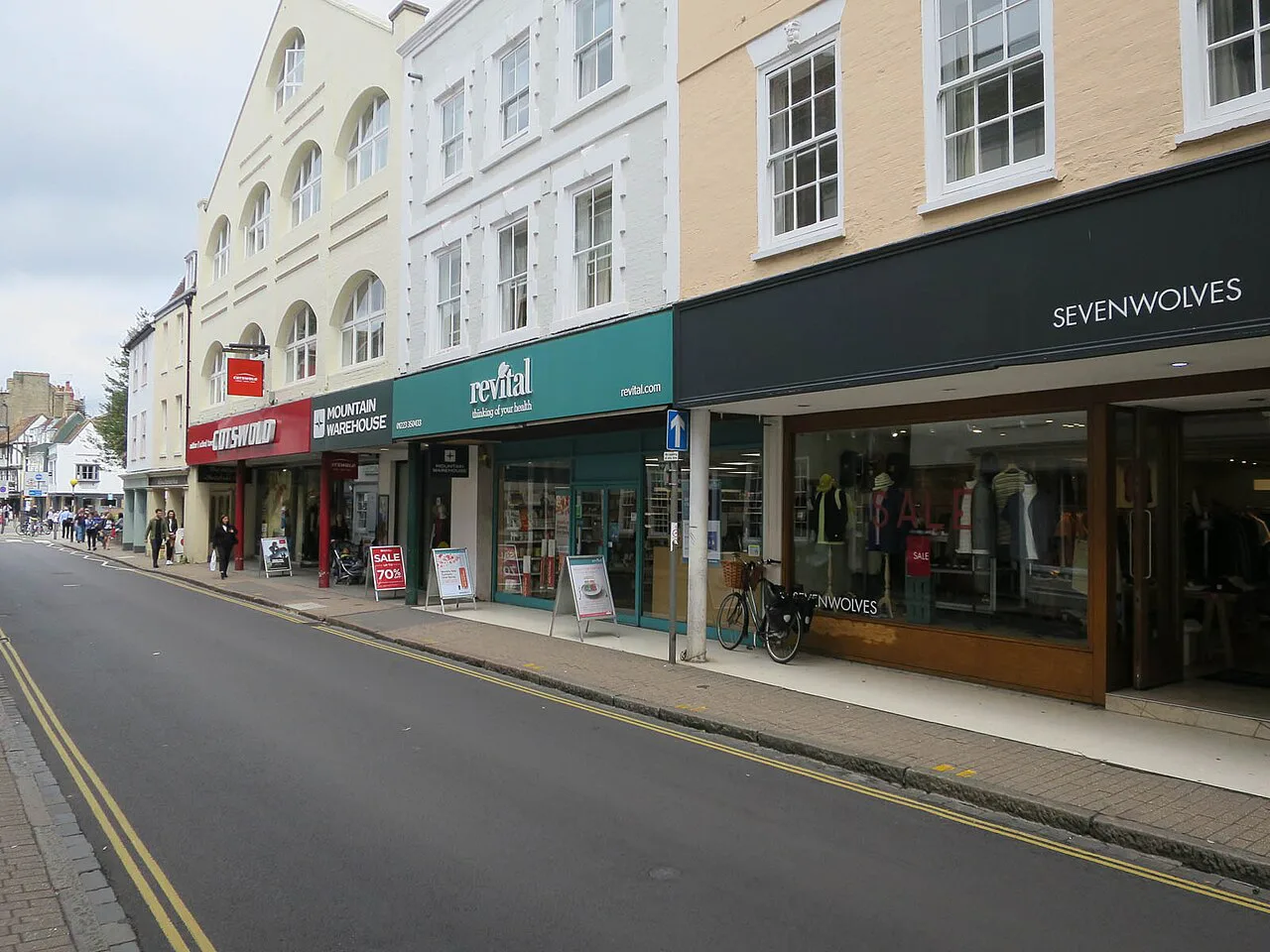 Shops along Bridge Street, Cambridge.