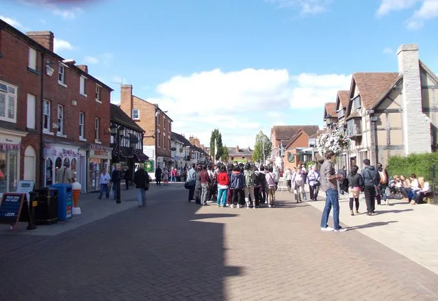 Henley Street in Stratford-upon-Avon seen from Meer Street.