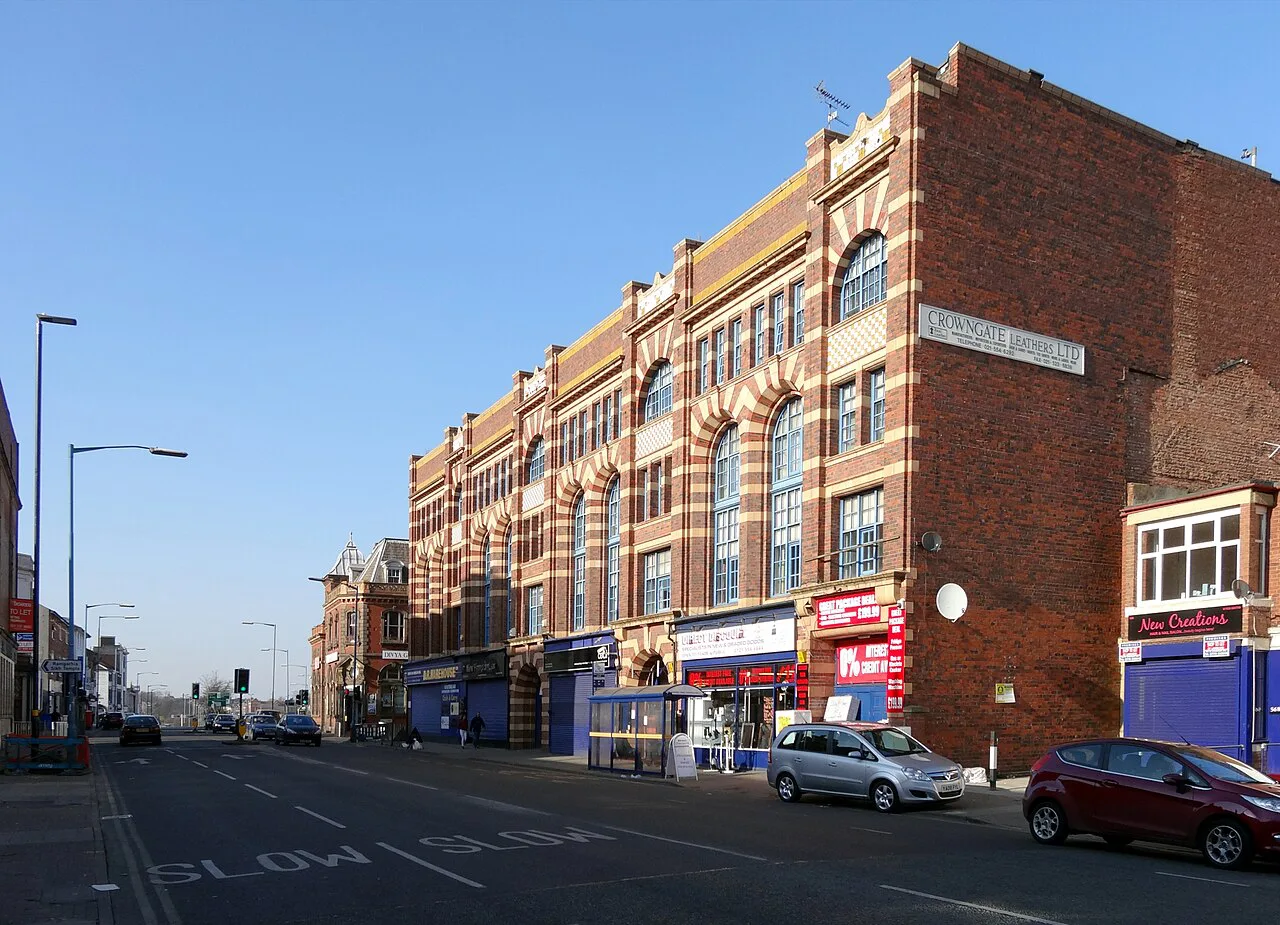 Red-brick buildings on Great Hampton Street, Birmingham.