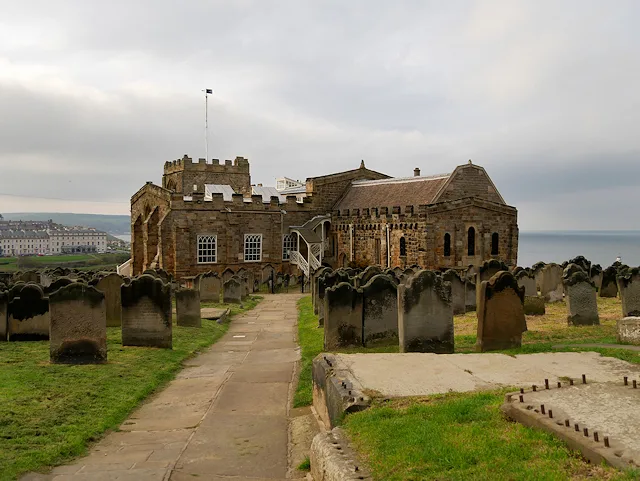 St Mary's Church and churchyard above the sea, Whitby.