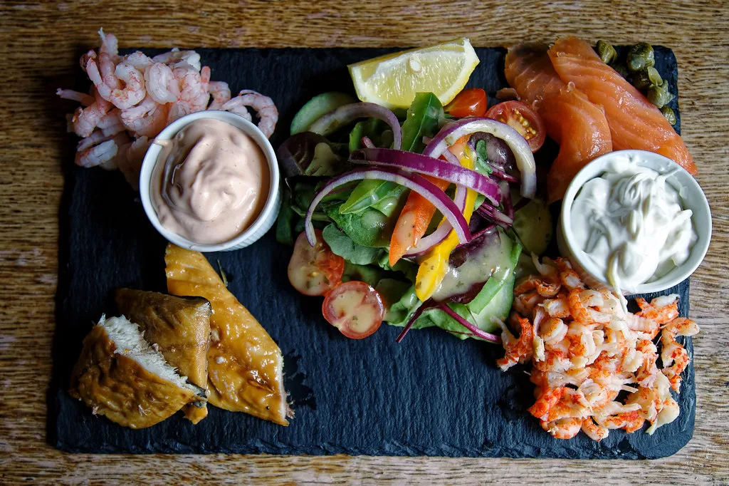 A fish platter at the Black Horse Inn, Nuthurst, West Sussex.