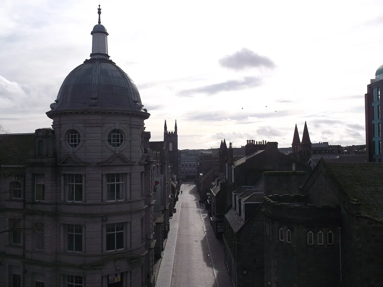 A view over central Aberdeen from Aberdeen Art Gallery.