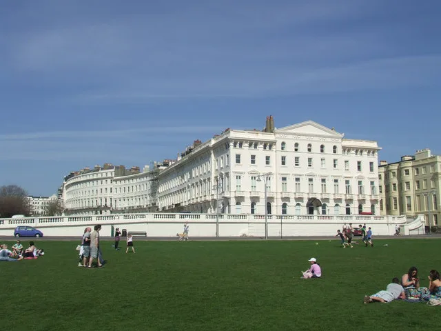 Regency terraces above the seafront lawns at Hove, Brighton and Hove.