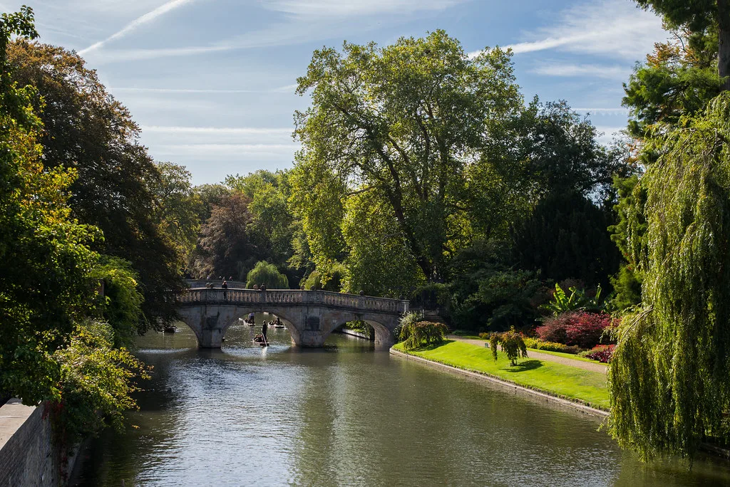Clare College Bridge over the River Cam in Cambridge.