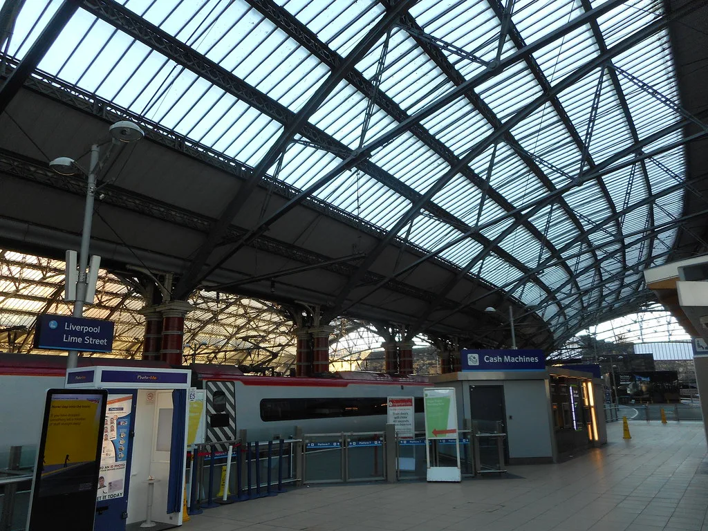 The trainshed roof at Liverpool Lime Street station.