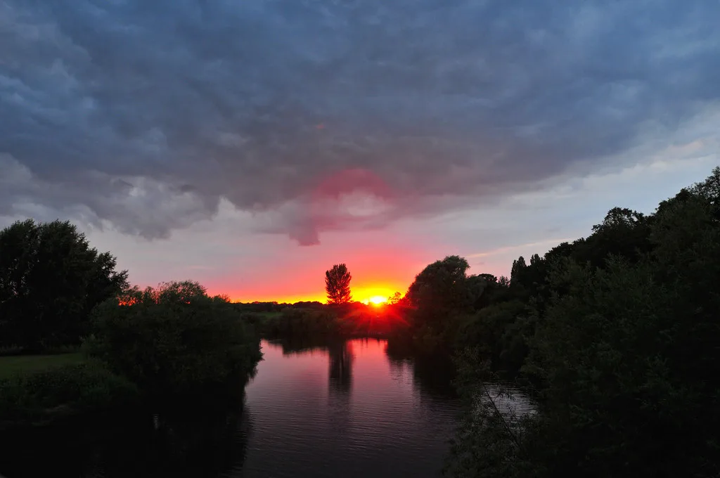 Sunset over the river in York.