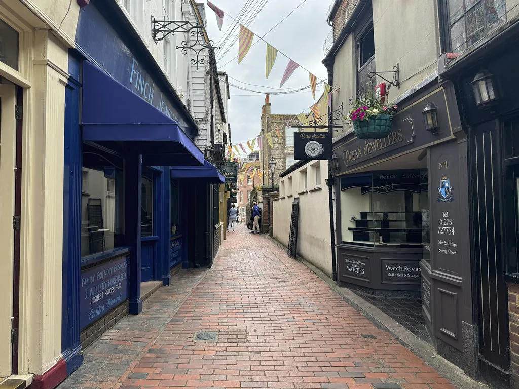 A narrow alley in the Lanes, Brighton.