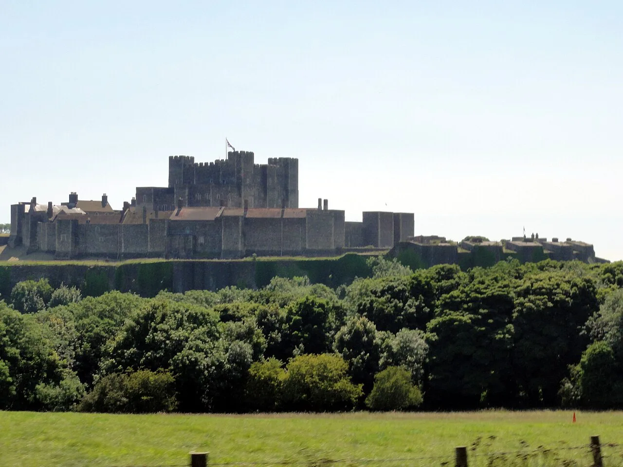 Dover Castle above the town, Dover.