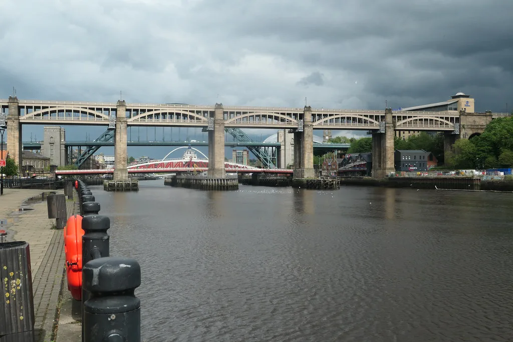 The Tyne bridges between Newcastle and Gateshead.