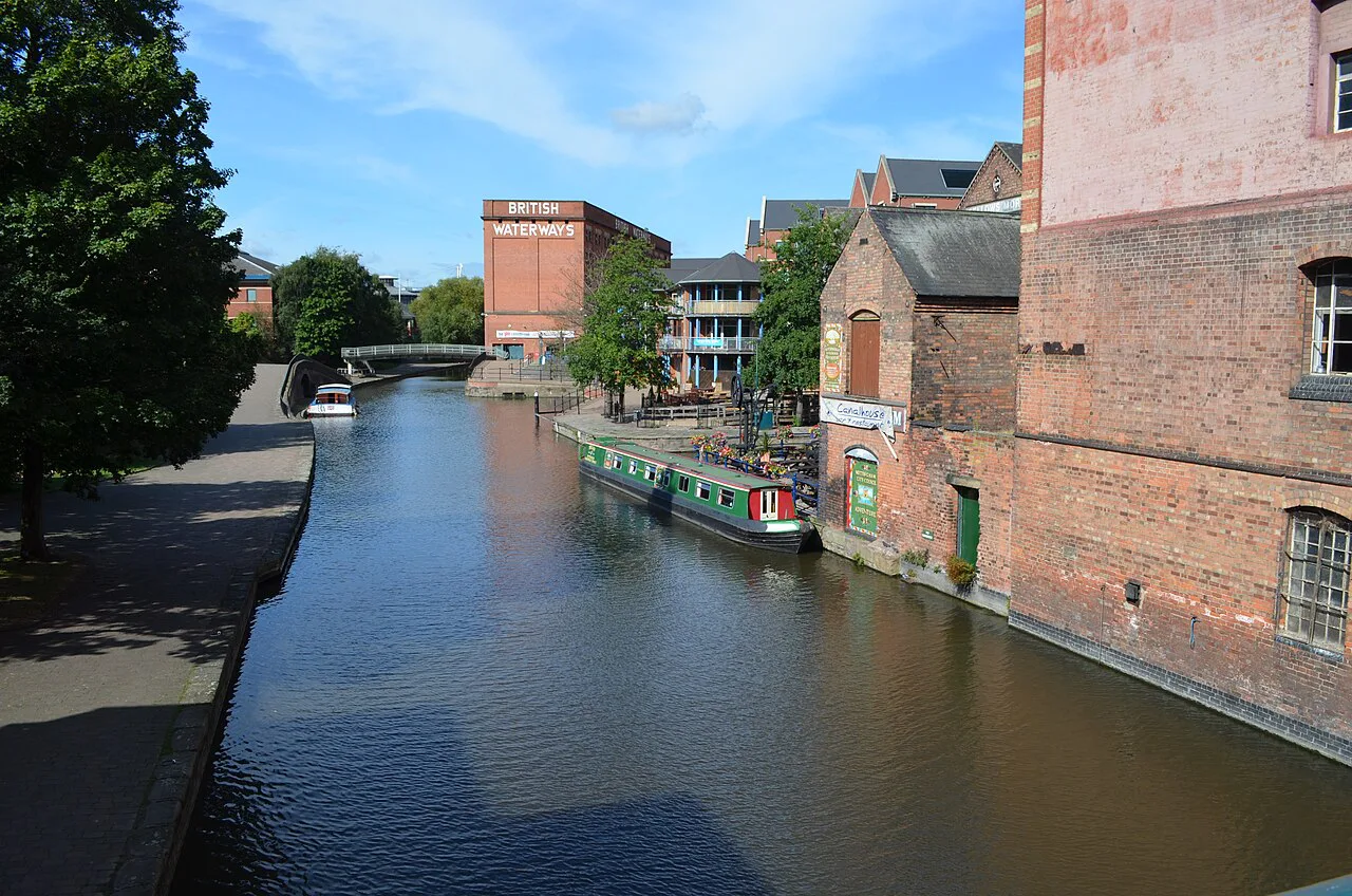 The Nottingham Canal looking west from Carrington Street bridge, Nottingham.