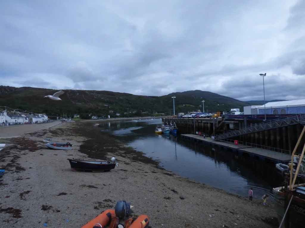 Ullapool shore at low tide on Loch Broom.