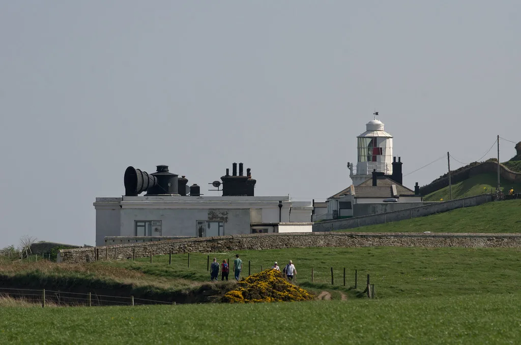 Whitby Lighthouse on the clifftop outside Whitby.