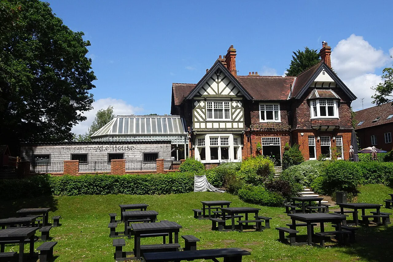 The Carlton Tavern and its beer garden on Acomb Road, York.
