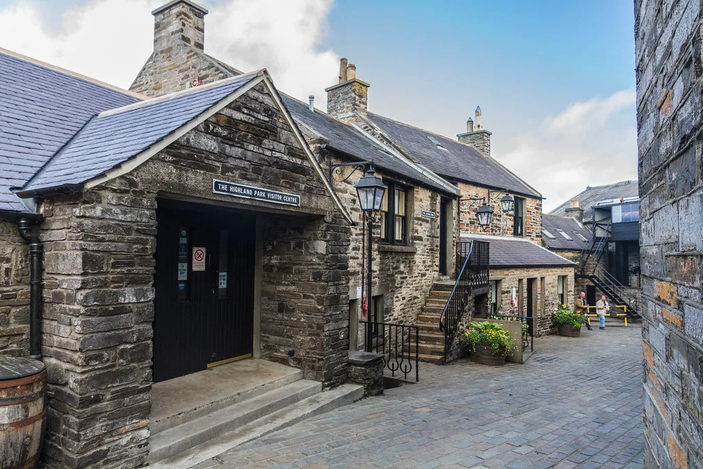 Stone buildings at Highland Park Distillery in Kirkwall.